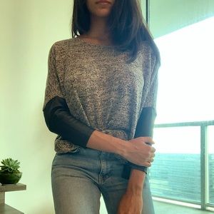H&M sweater with faux leather sleeves